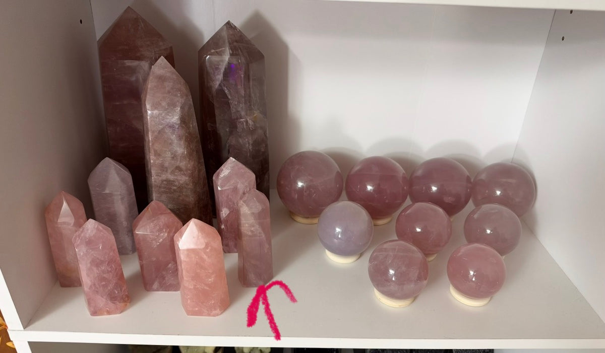 Juicy Mauve Golden Flash Rose Quartz Tower (40G)