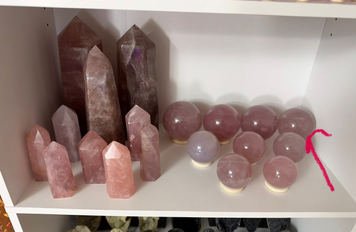 **12-Ray Star Silky Mauve Rose Quartz Sphere 83mm (205)