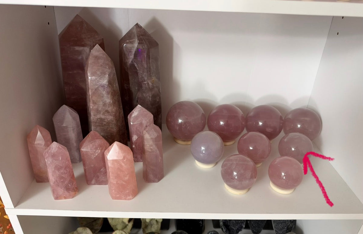**12-Ray Star Silky Light Purple Rose Quartz Sphere 67mm (108)
