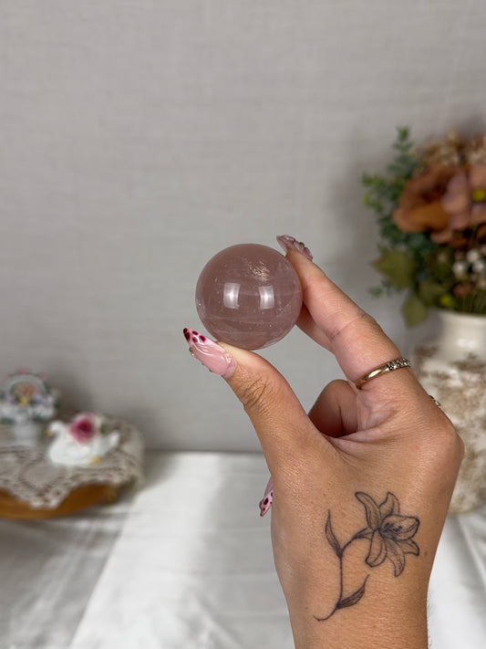 *Star Smoky Pink Rose Quartz Sphere (14)