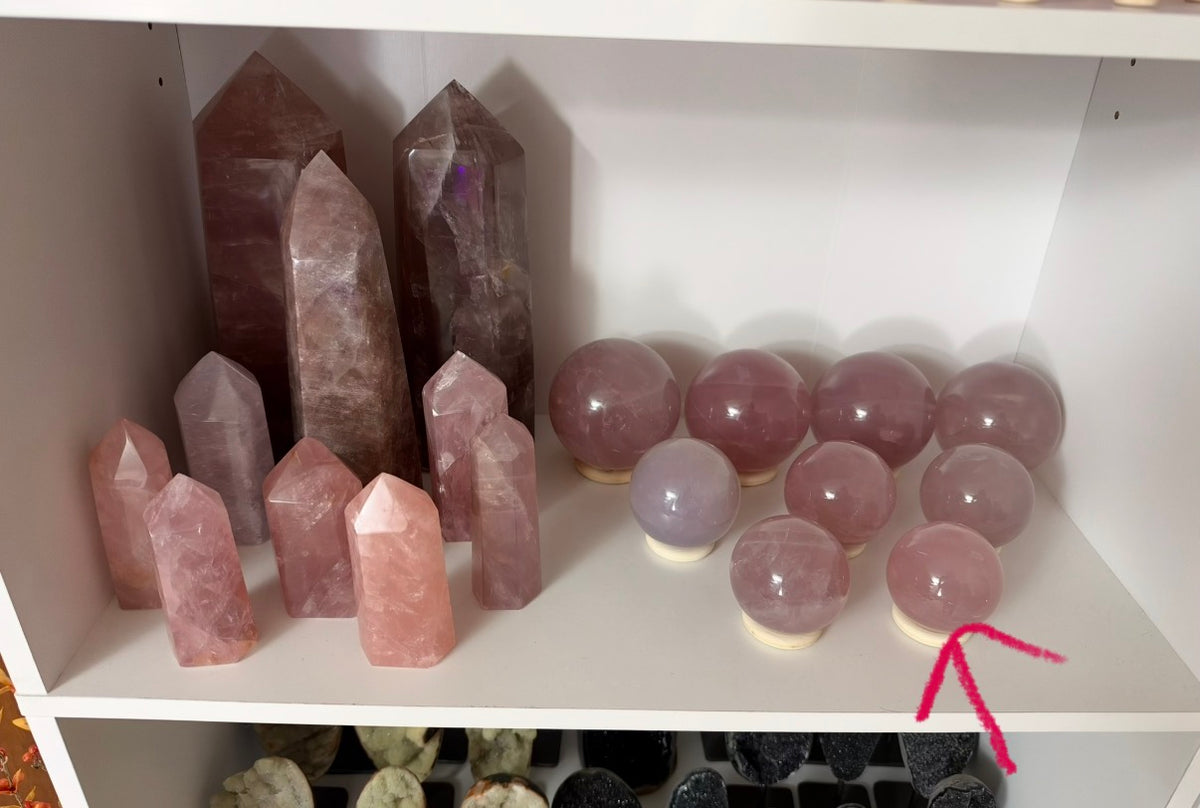 **12-Ray Star Juicy Mauve Rose Quartz Sphere 64mm (82)