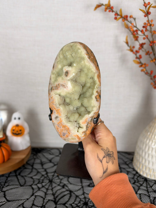 Statement Green Druzy Jasper with Pyrite (140)