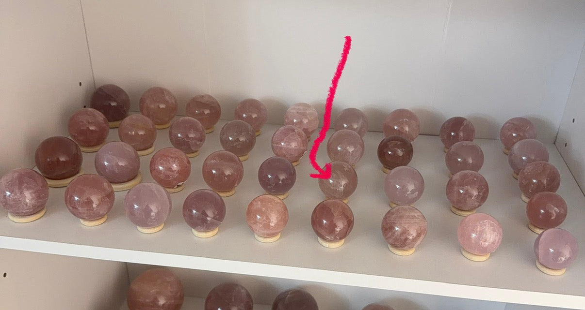 *Star Smoky Pink Rose Quartz Sphere (14)
