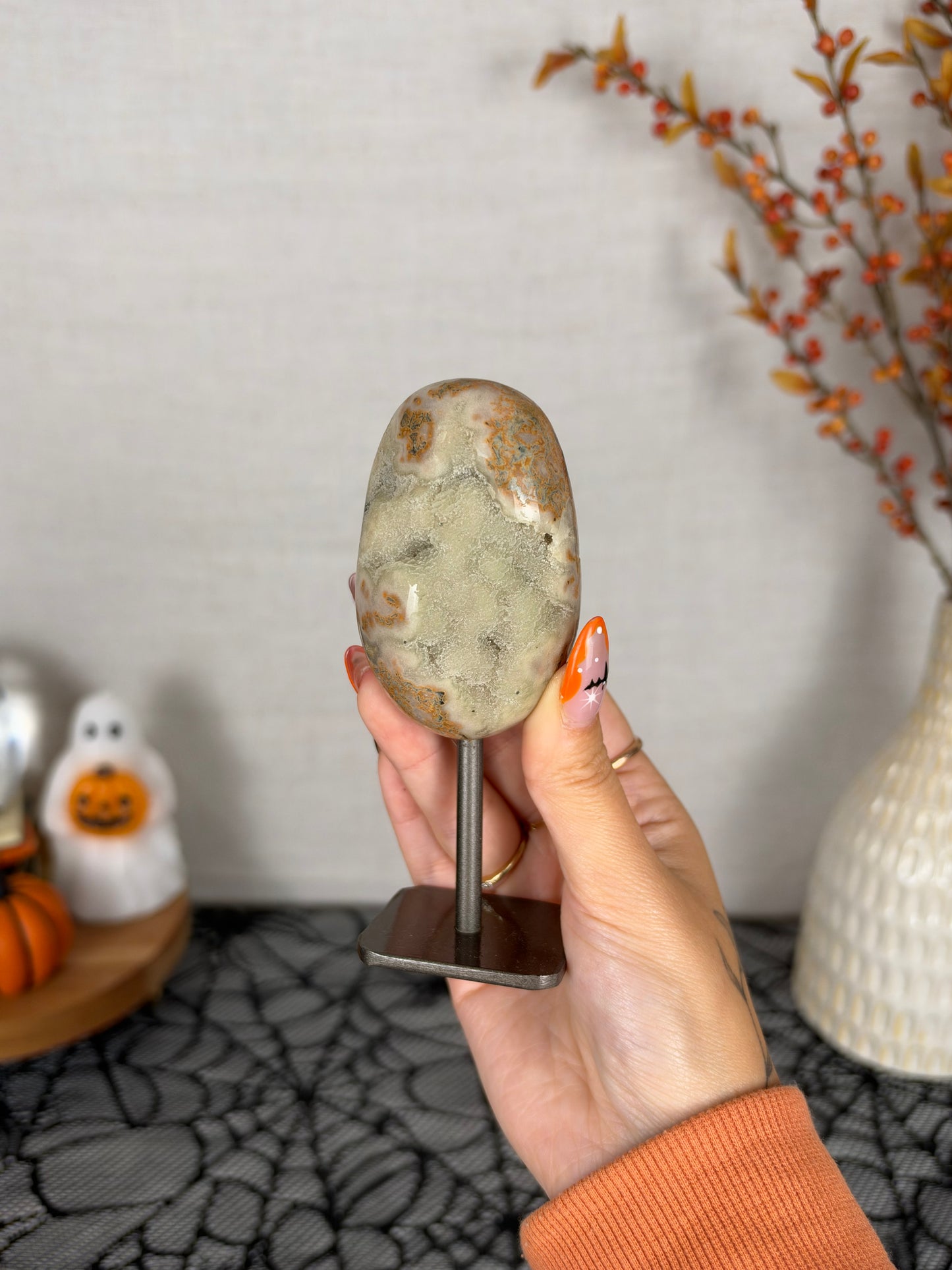 Green Druzy Jasper with Pyrite (32F)