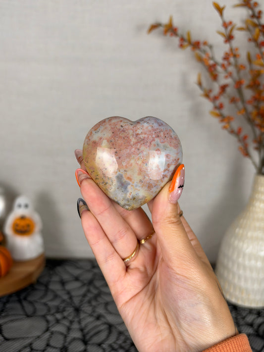 Pastel Sea Jasper Heart (14e)