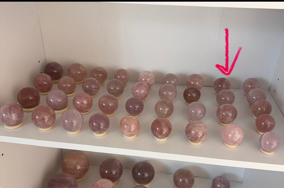 *Star Juicy Rainbow Rose Quartz Sphere (14Y)