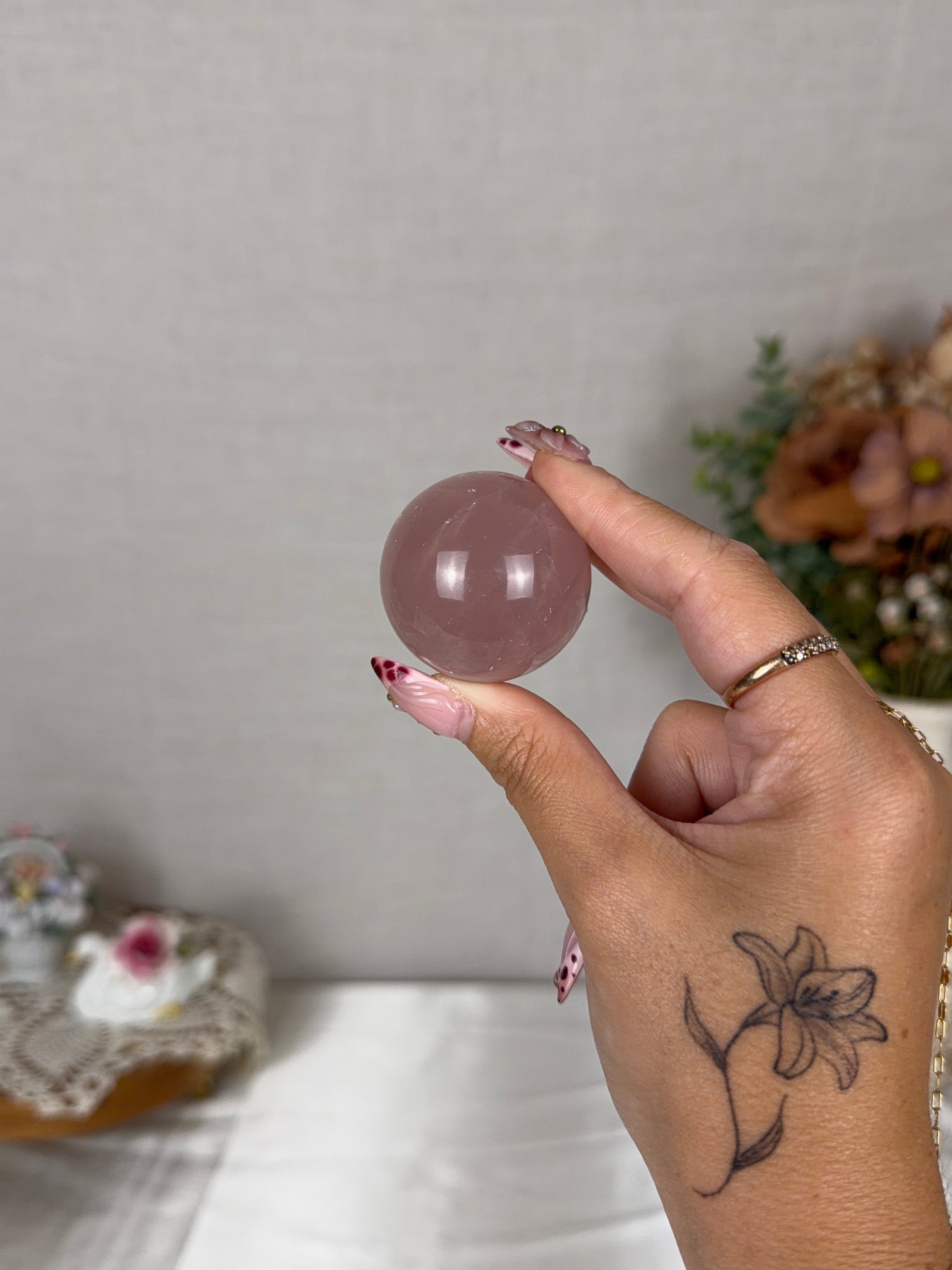 *Star Rainbow Rose Quartz Sphere (12T)