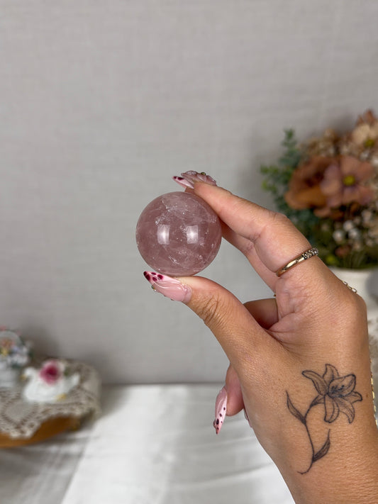 *Star Smoky Pink Rose Quartz Sphere (14X)