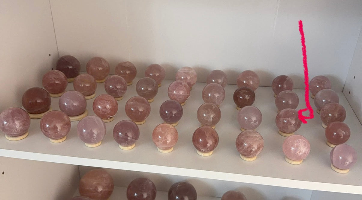 *Star Smoky Pink Rose Quartz Sphere (14X)