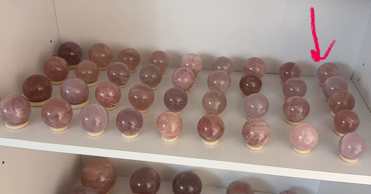 *Star Juicy Pink Rose Quartz Sphere (15Z)