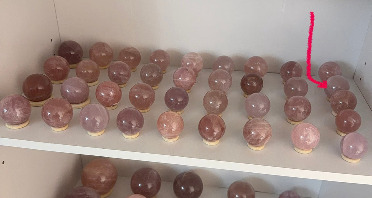 *Star Cloudy Pink Rose Quartz Sphere (15X)