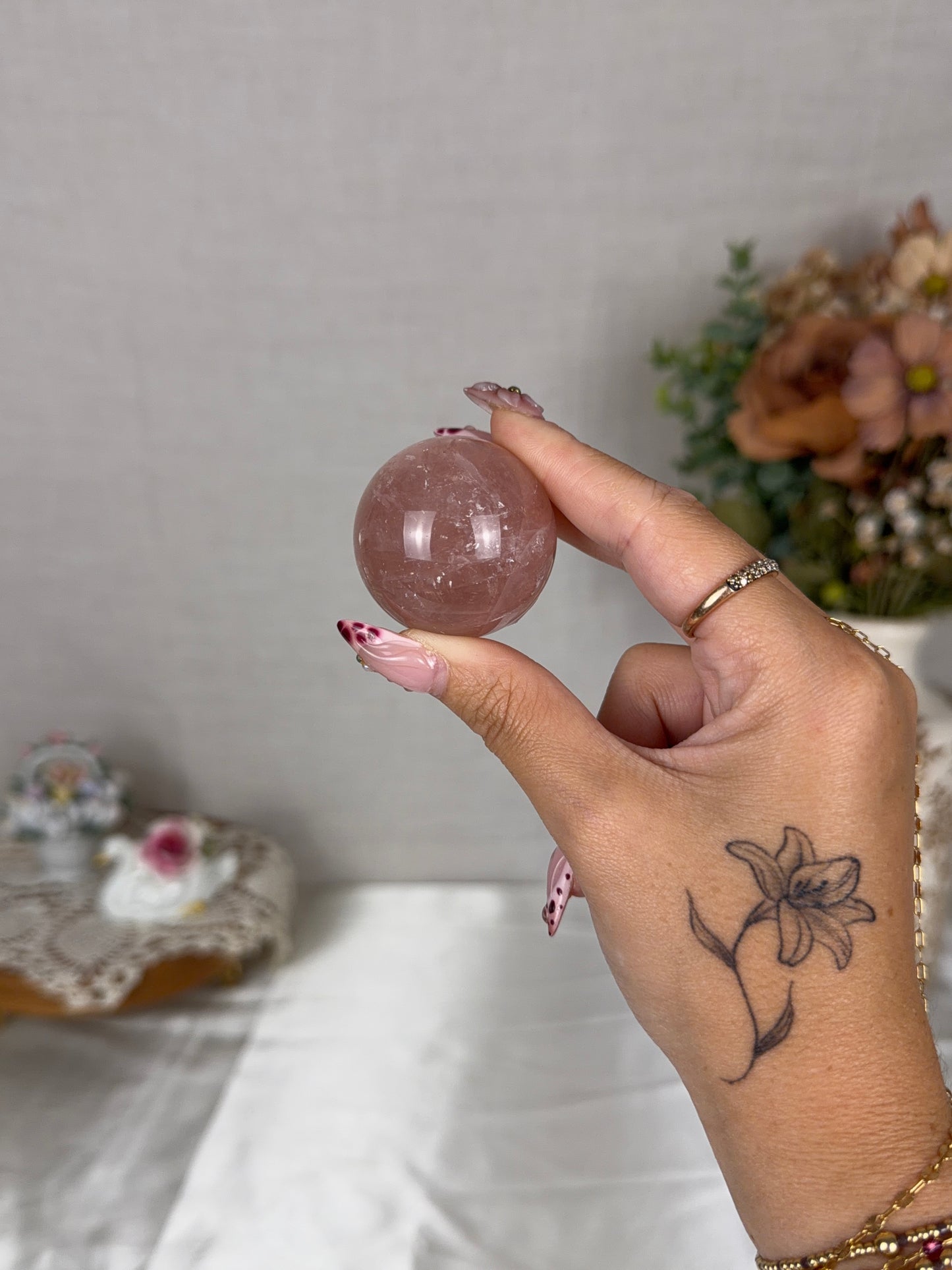*Star Juicy Strawberry Rose Quartz Sphere (14Q)