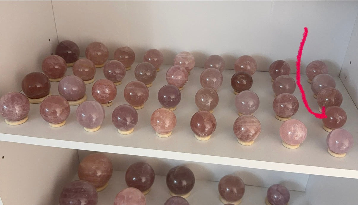 *Star Cloudy Strawberry Rose Quartz Sphere (10W)