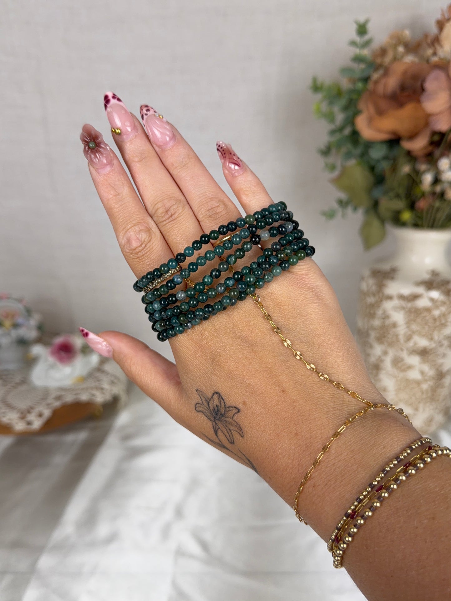 4mm Moss Agate Bracelet