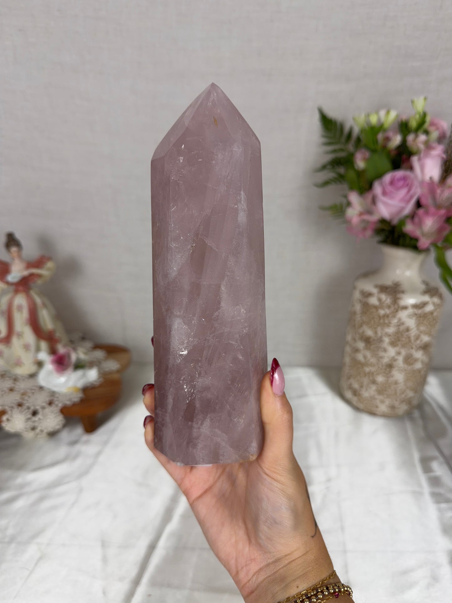 Purple Golden Flash Rose Quartz Tower (120T)