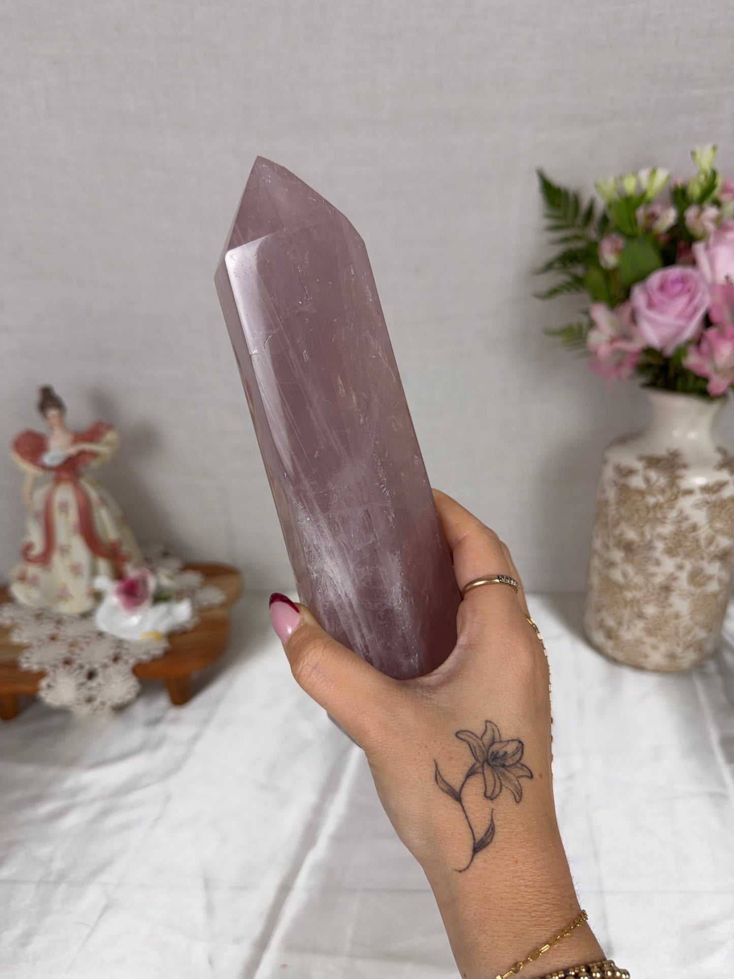 Purple Golden Flash Rose Quartz Tower (120T)