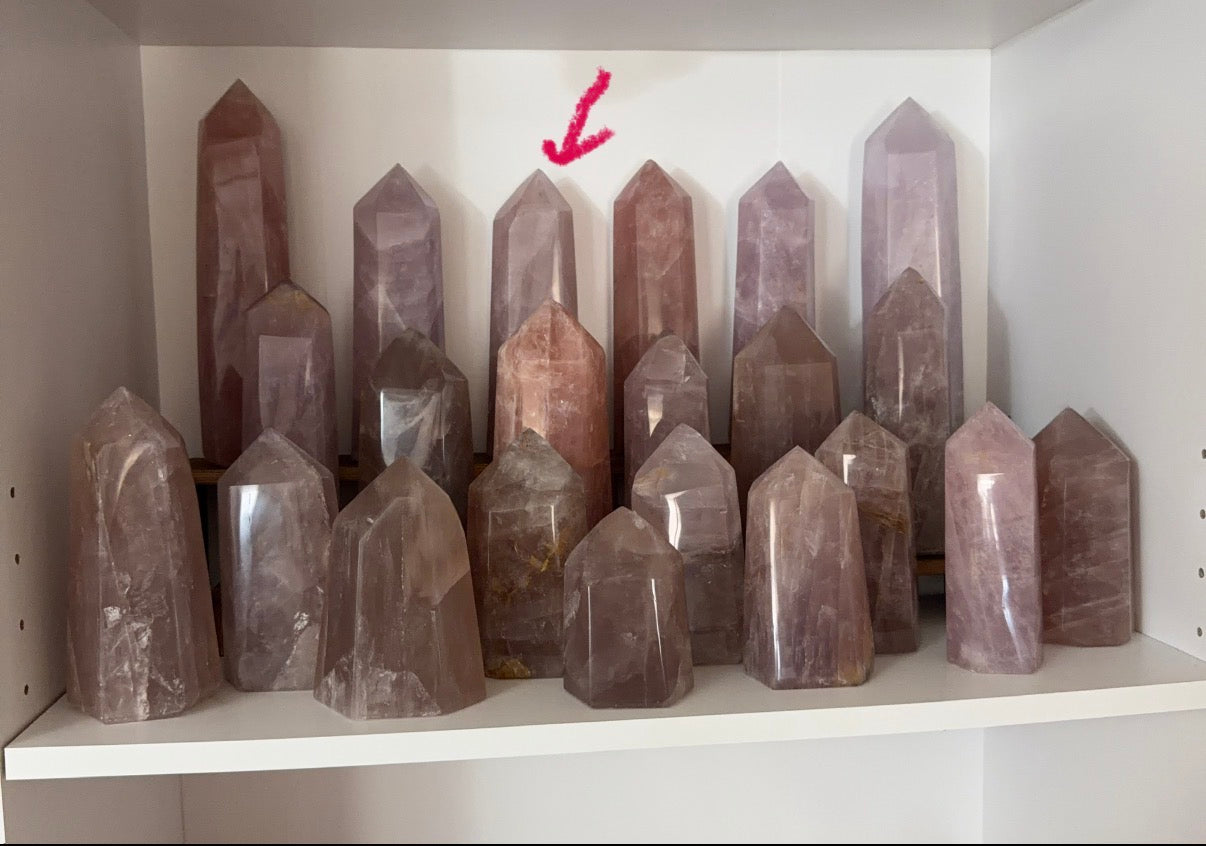 Purple Golden Flash Rose Quartz Tower (120T)