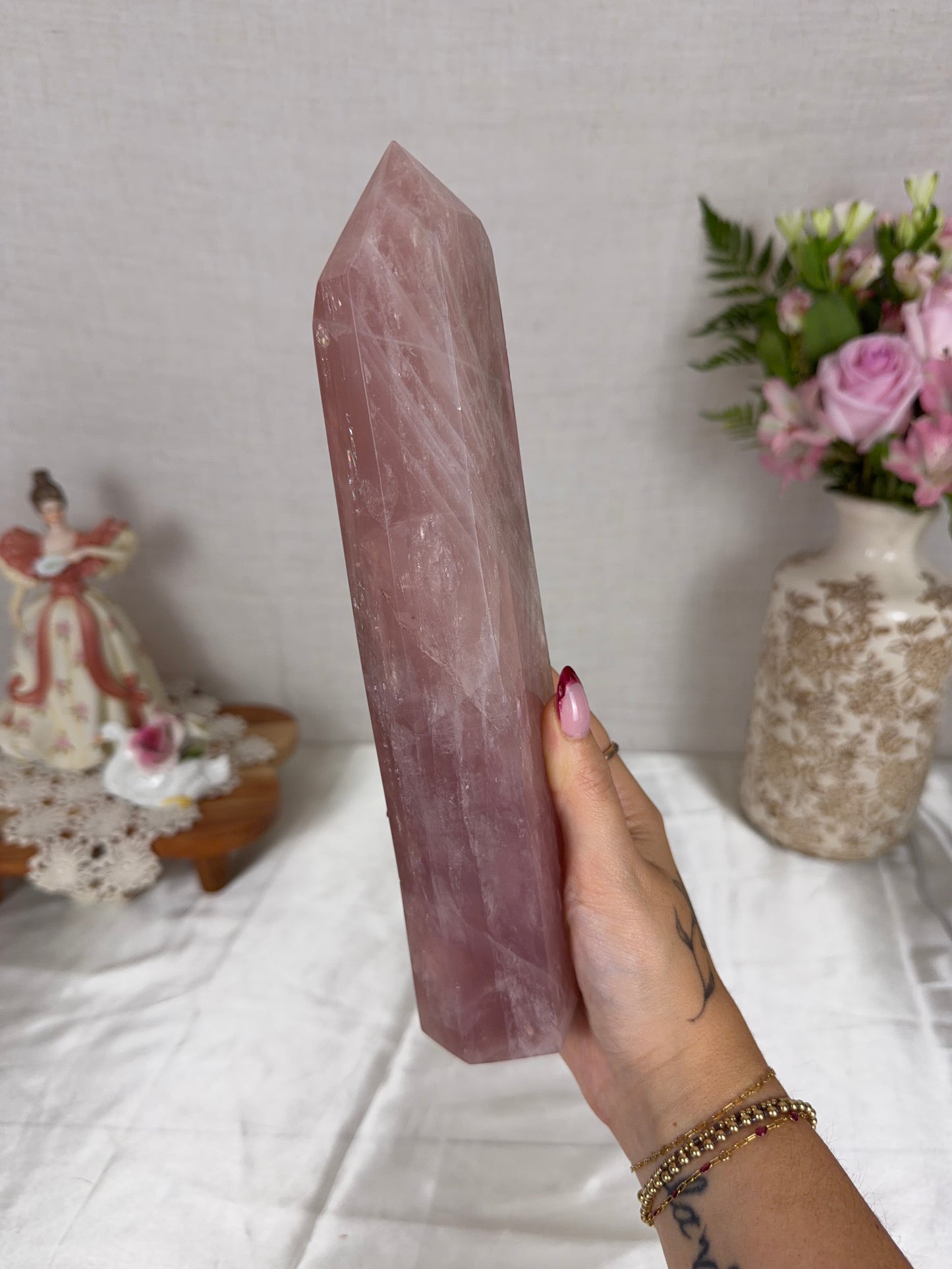 Pink Two-Toned Rose Quartz Tower (195P)