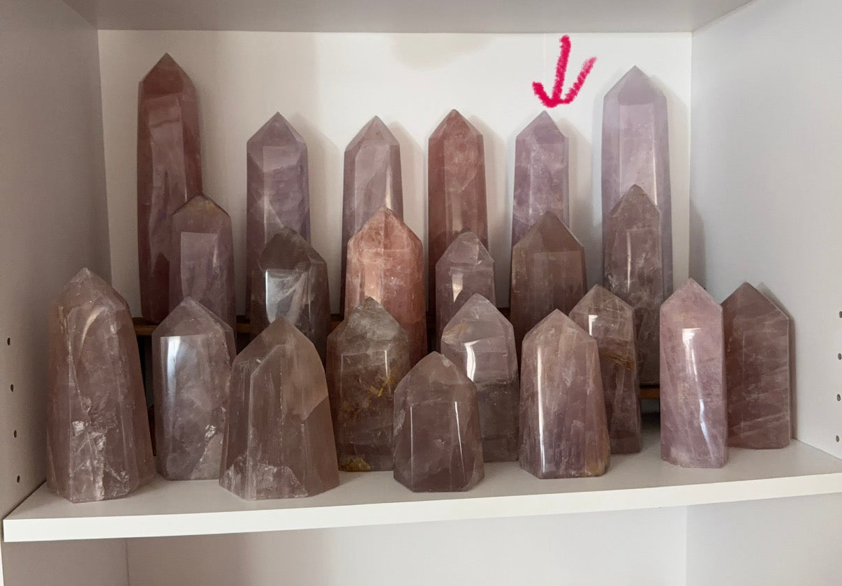 Electric Lavender Gold Flash Rose Quartz Tower (124L)