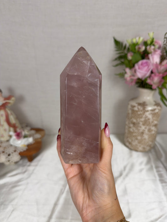 Shimmery Purple Mauve Rose Quartz Tower (96S)