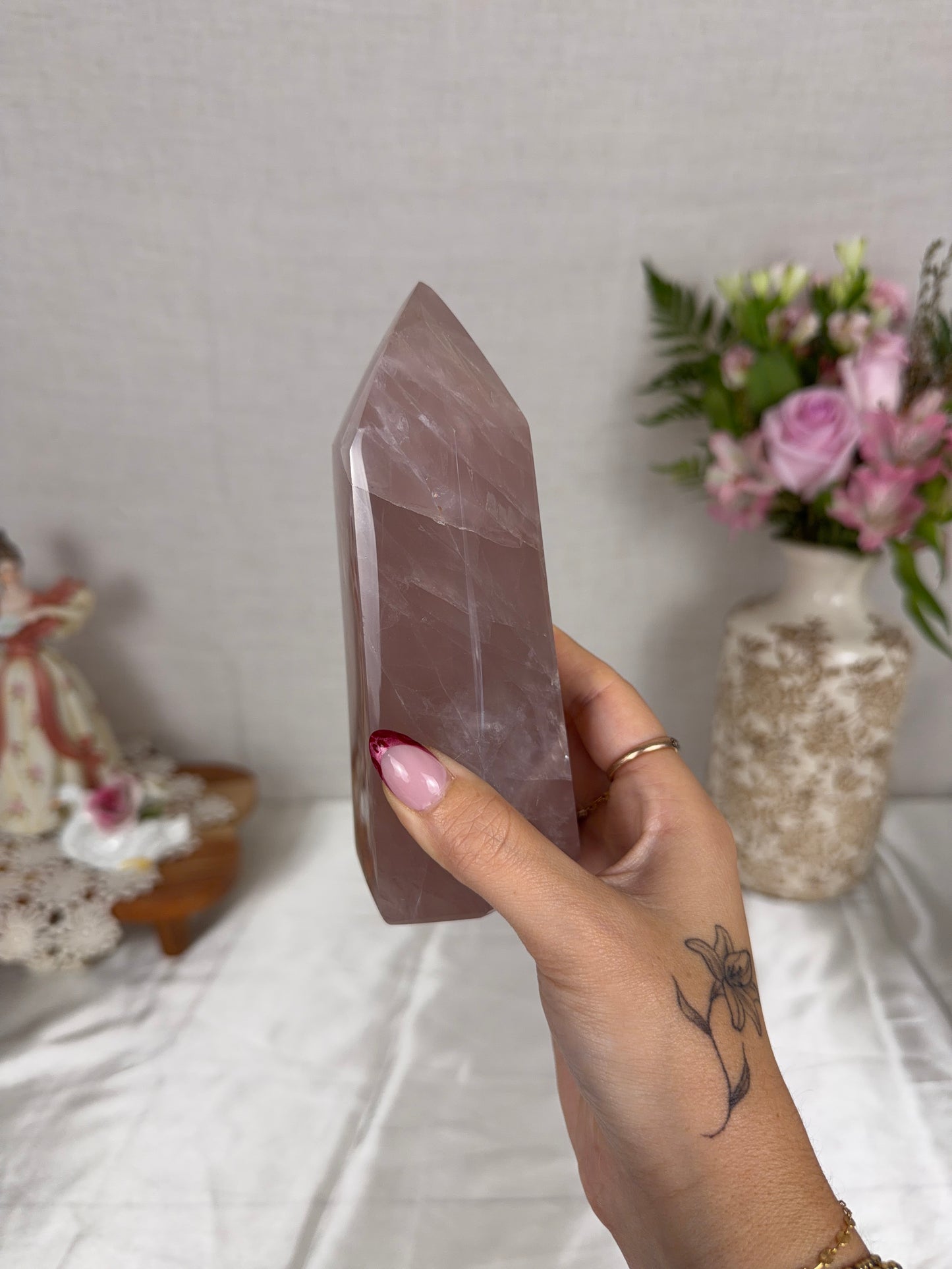 Shimmery Purple Mauve Rose Quartz Tower (96S)