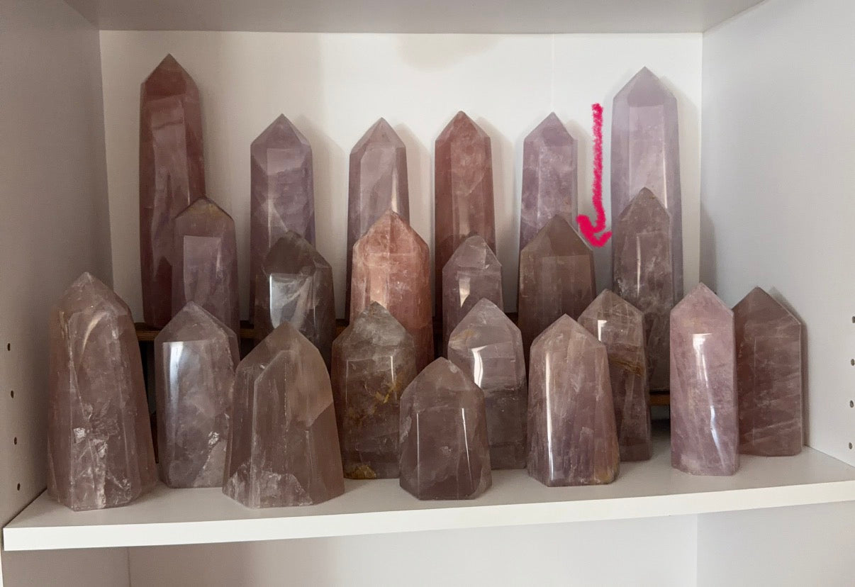 Brown Mauve Gold Flash Rose Quartz Tower (130F)