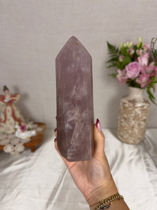 Flashy Galaxy Purple Rose Quartz Tower (122K)