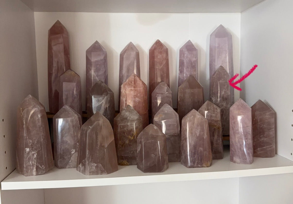 Flashy Galaxy Purple Rose Quartz Tower (122K)