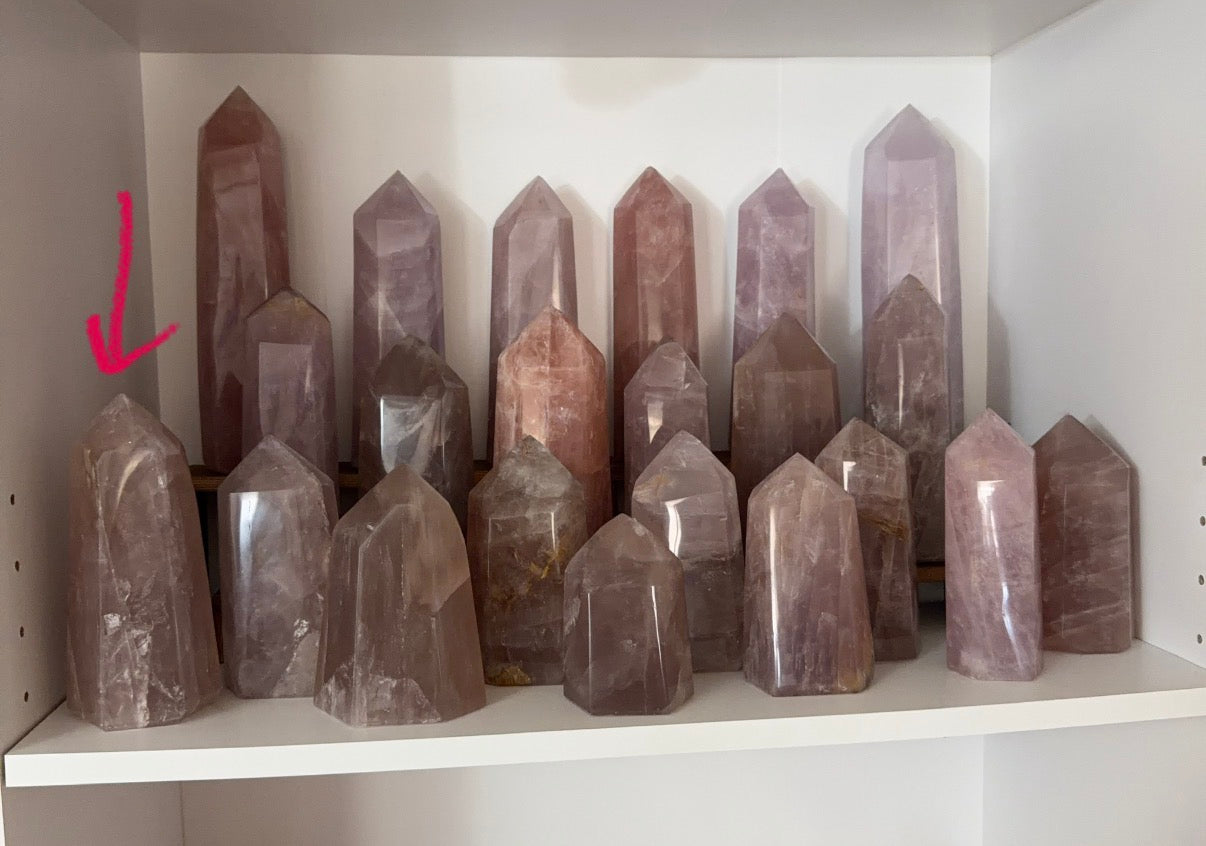 Mauve Gold Flash Rose Quartz Tower (124X)