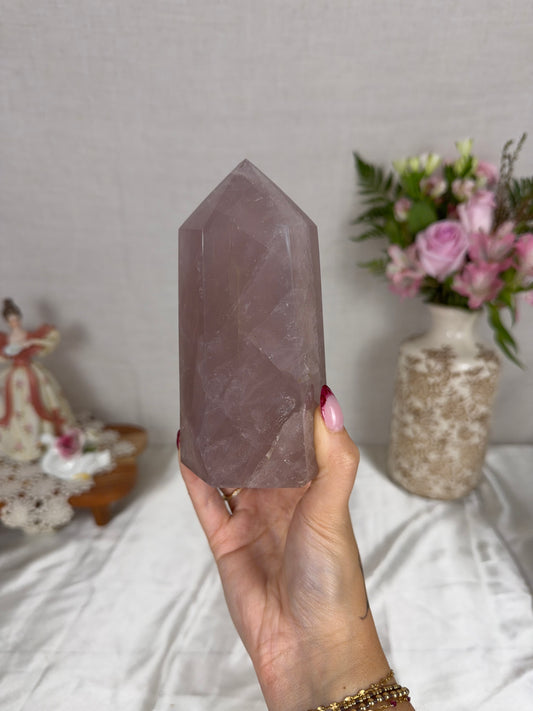 Purple Mauve Gold Flash Rose Quartz Tower (98X)