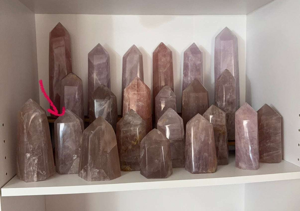Purple Mauve Gold Flash Rose Quartz Tower (98X)