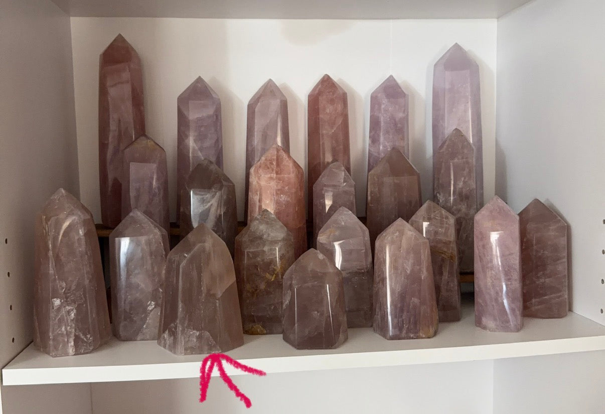 Chunky Brown Gold Flash Rose Quartz Tower (104W)