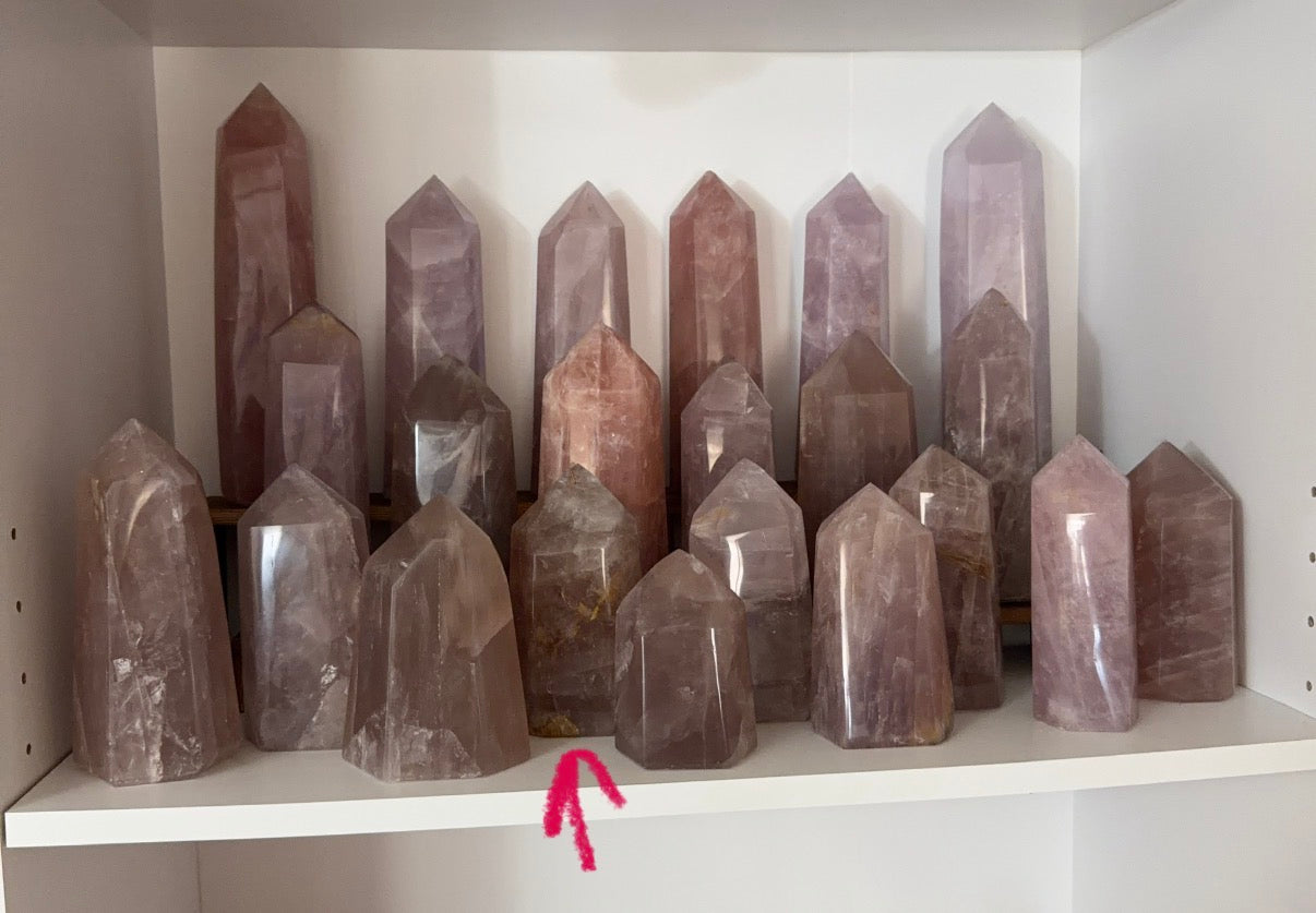 Iced Tea Rainbow Rose Quartz Tower (110Y)