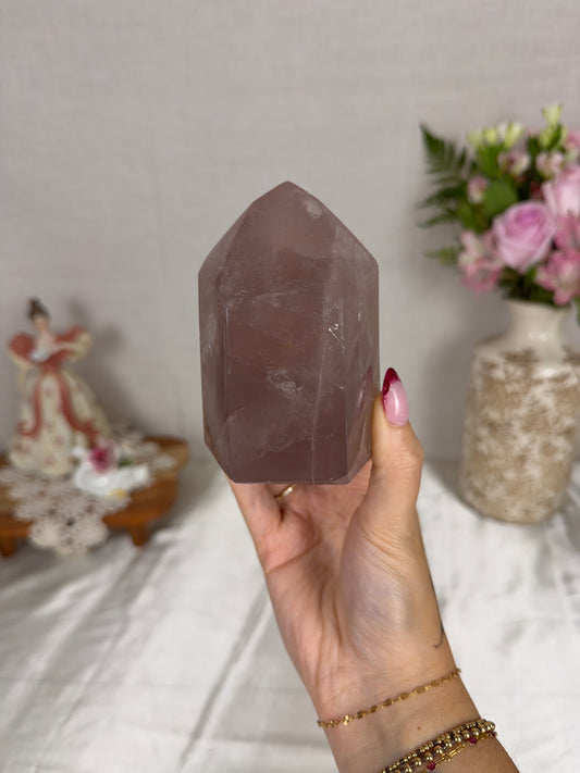 Chunky Plum Flashy Rose Quartz Tower (68B)