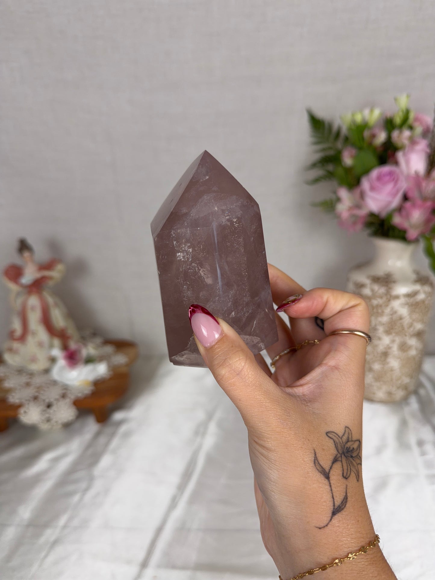 Chunky Plum Flashy Rose Quartz Tower (68B)