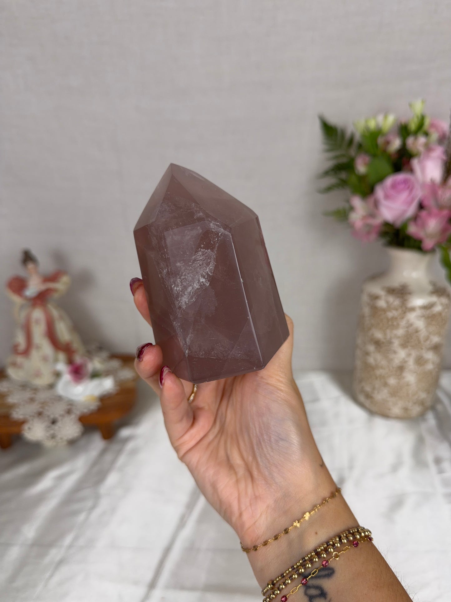 Chunky Plum Flashy Rose Quartz Tower (68B)