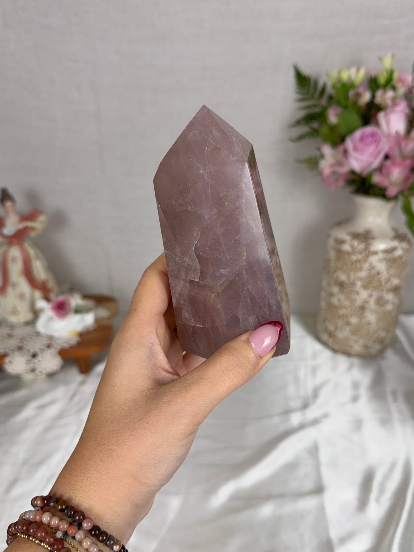 Gold Flash Purple Rose Quartz Tower (86P)