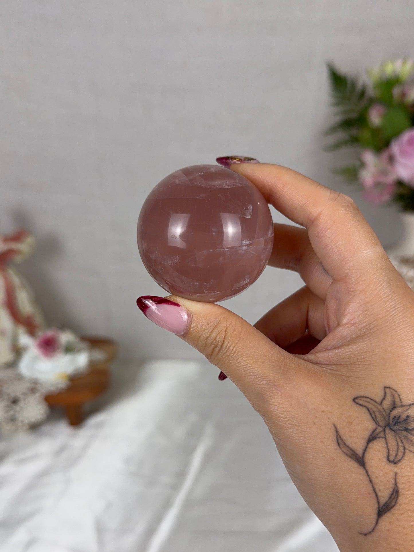 Strawberry Rose Quartz Sphere (24X)