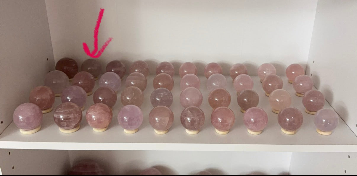 *Smoky Pink Purple Star Rose Quartz Sphere (20C)