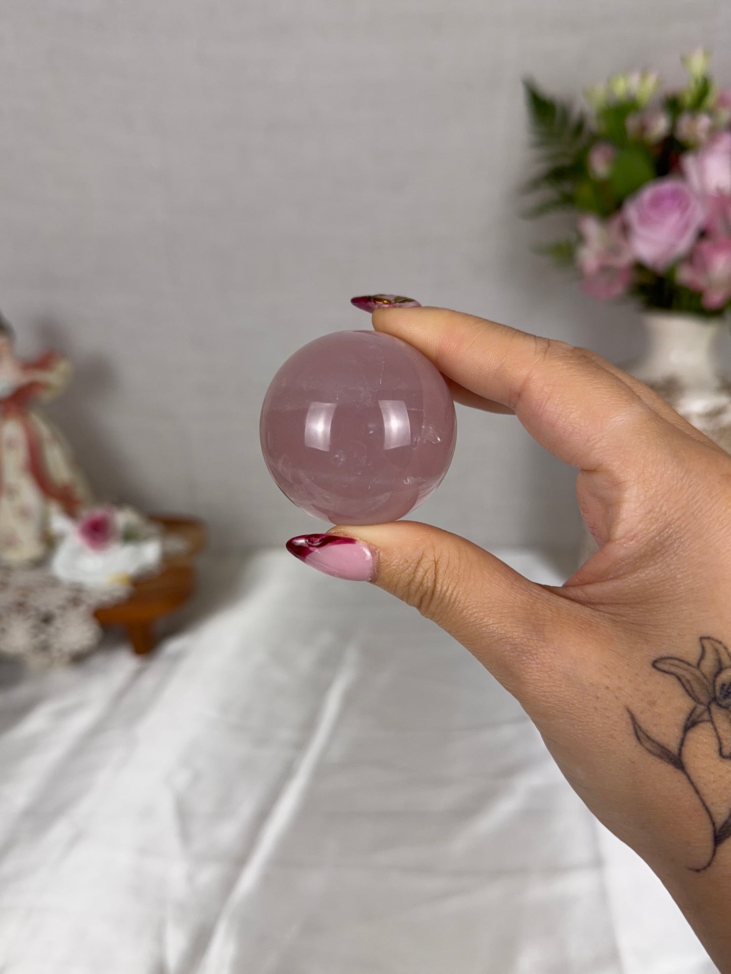 *Purple Pink Star Rose Quartz Sphere (16i)