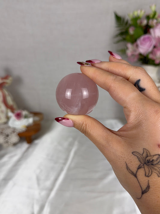 *Pink Star Rose Quartz Sphere (16X)