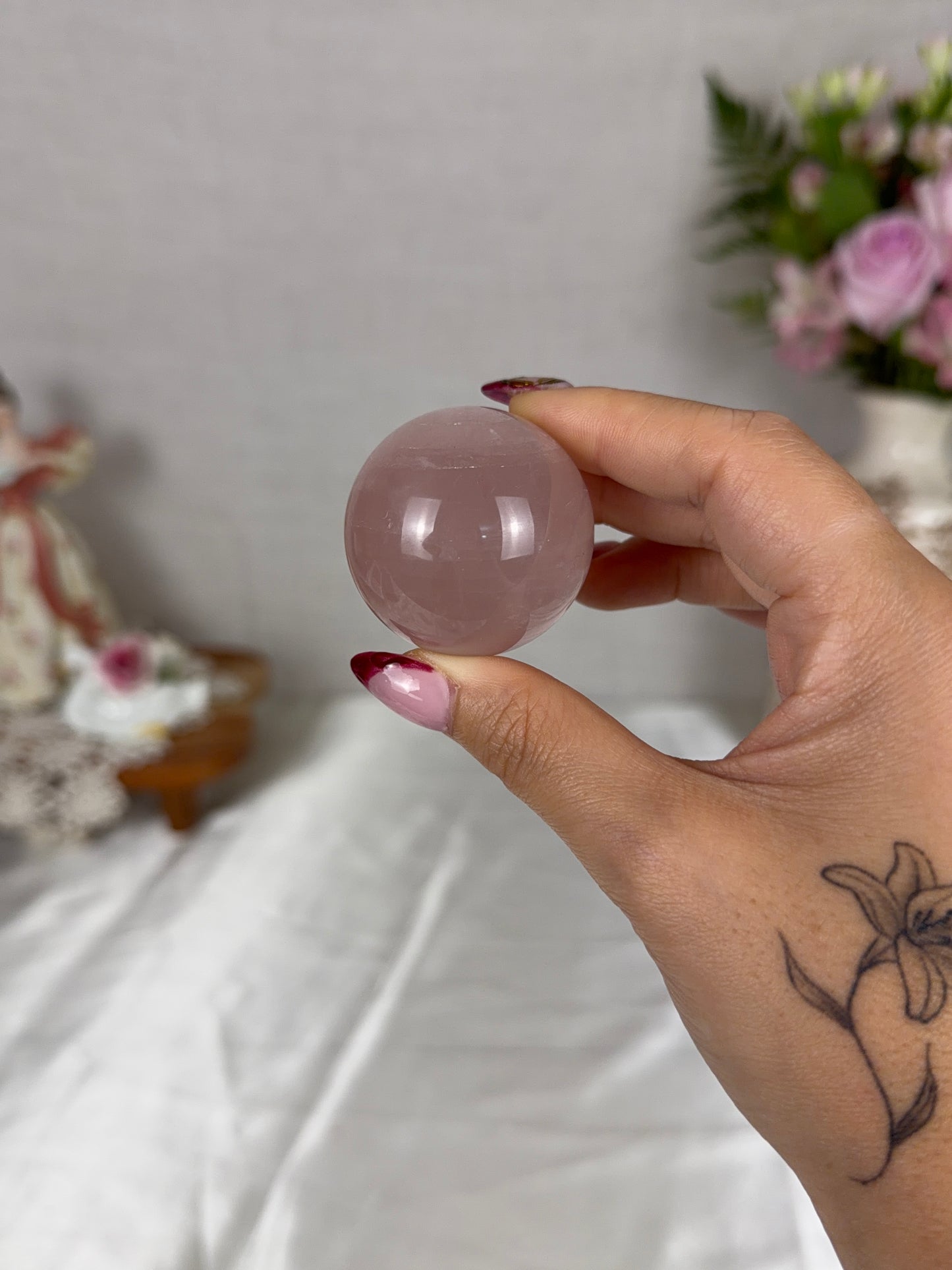 *Smoky Pink Star Rose Quartz Sphere (14J)