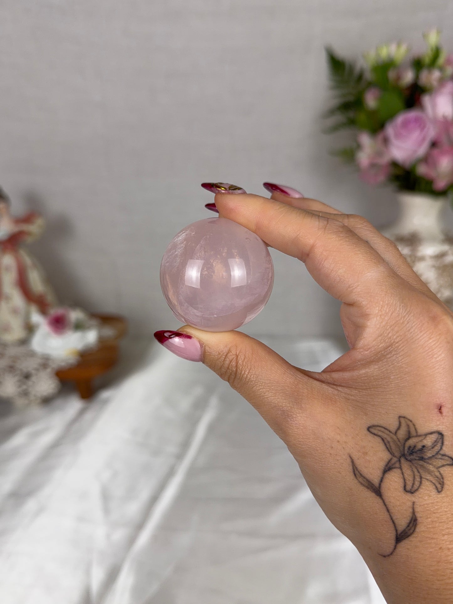 *Watery Pink Star Rose Quartz Sphere (14W)