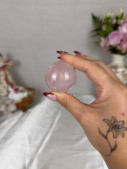*Watery Pink Star Rose Quartz Sphere (14W)