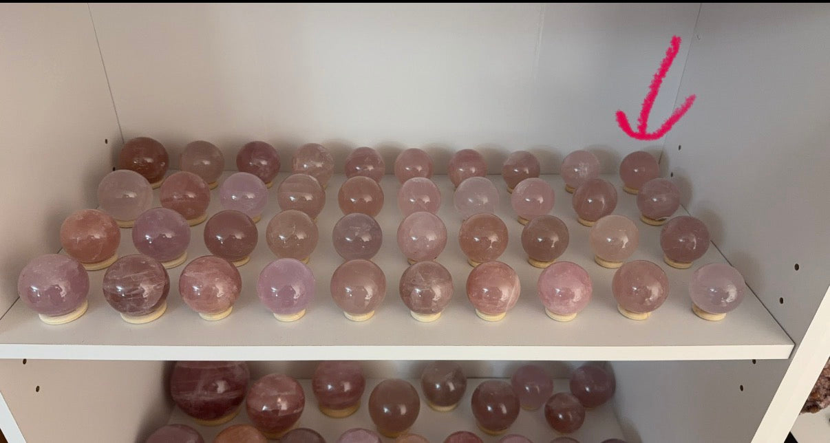 *Cloudy Pink Star Rose Quartz Sphere (12Z)