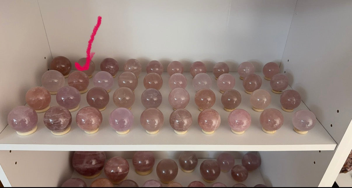 *Mauve Rainbow Star Rose Quartz Sphere (20R)