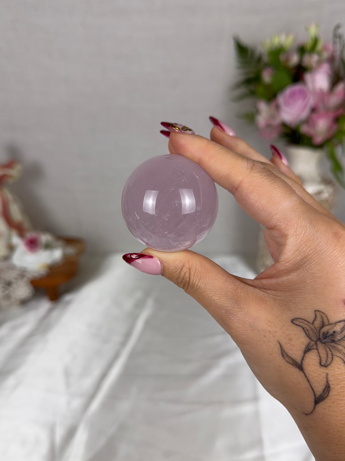 *Cloudy Lavender Star Rose Quartz Sphere (18L)