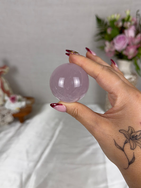 *Cloudy Lavender Star Rose Quartz Sphere (18L)