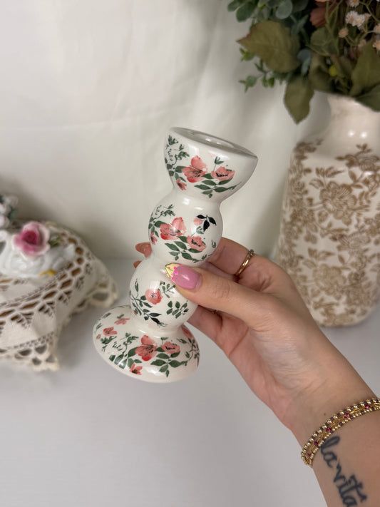 White Floral Vintage Sphere Stand