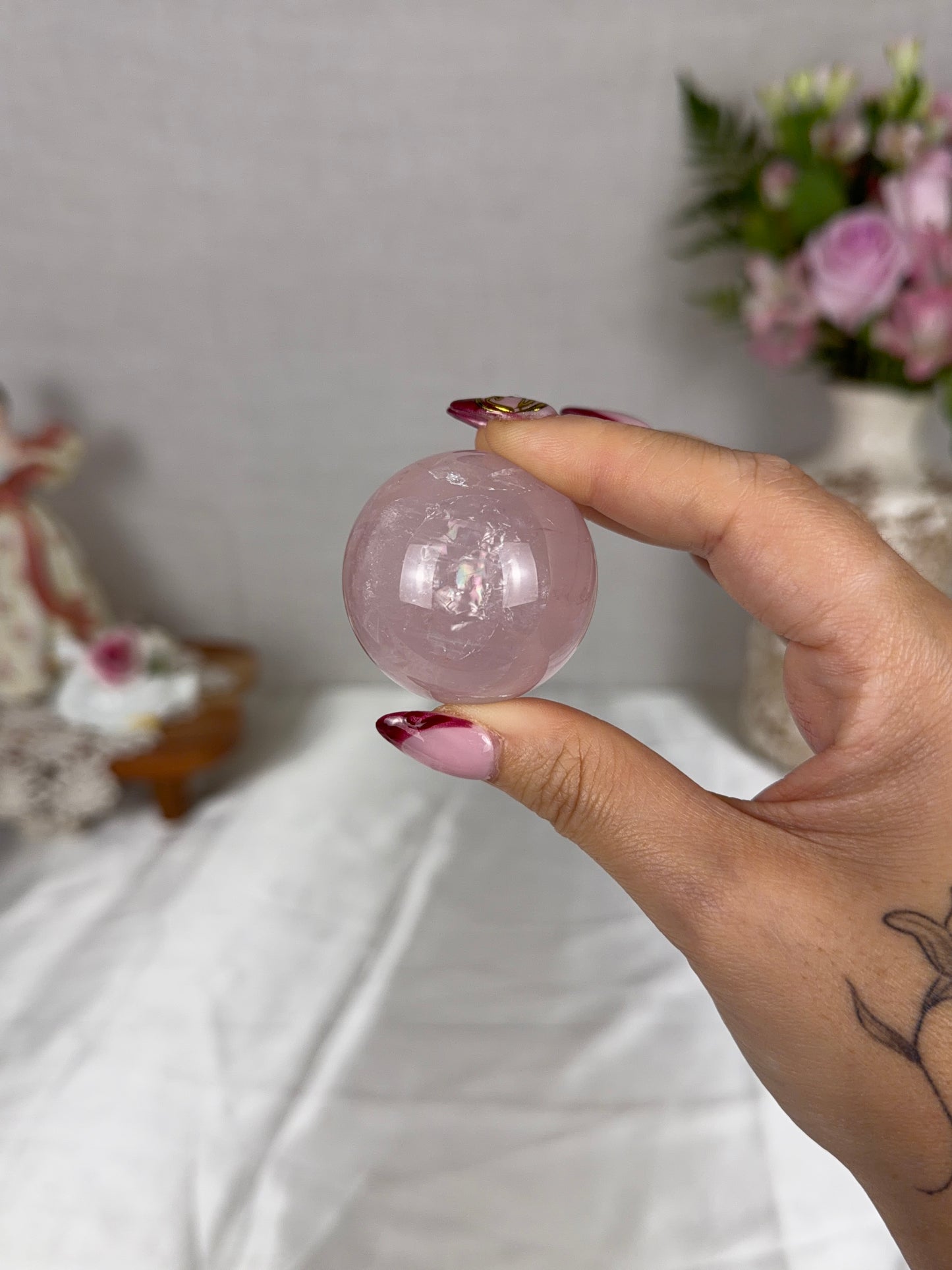 *Smoky Pink Star Rose Quartz Sphere (14T)